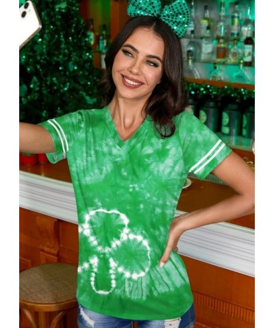 St Patricks Day Women V-Neck Short Sleeve Summer T-Shirt Dreamy Shamrock $12.30 T-Shirts