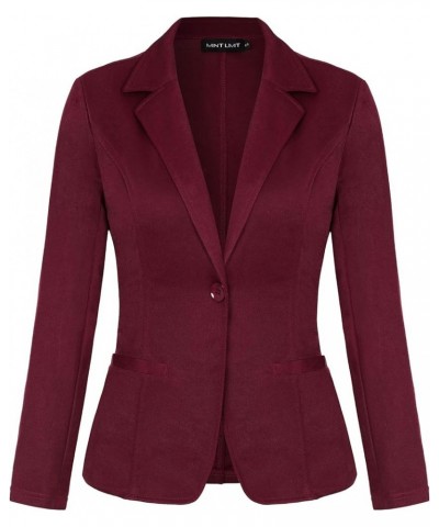 Blazers for Women Casual Long Sleeve Button Front Blazer Work Office Blazers Jacket with Pockets Wine Red $24.50 Blazers