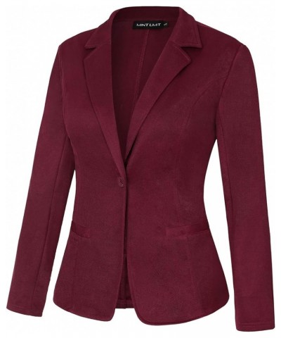 Blazers for Women Casual Long Sleeve Button Front Blazer Work Office Blazers Jacket with Pockets Wine Red $24.50 Blazers