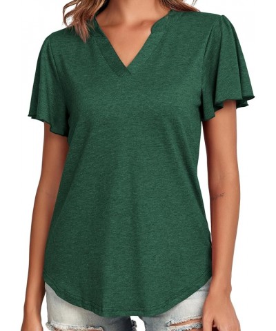 Women's V-Neck Polo Shirts Curved Hem Short Sleeve Blouses Summer Going Out Tops for Women 2023 Green $6.62 T-Shirts