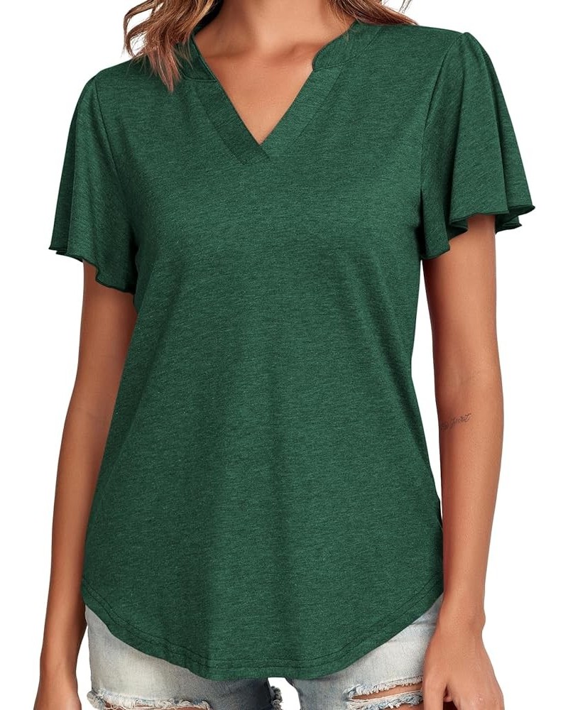 Women's V-Neck Polo Shirts Curved Hem Short Sleeve Blouses Summer Going Out Tops for Women 2023 Green $6.62 T-Shirts