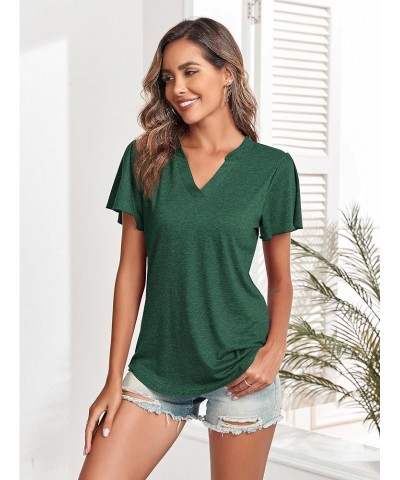 Women's V-Neck Polo Shirts Curved Hem Short Sleeve Blouses Summer Going Out Tops for Women 2023 Green $6.62 T-Shirts