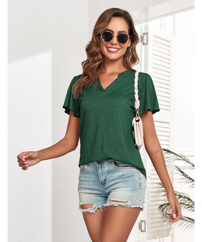 Women's V-Neck Polo Shirts Curved Hem Short Sleeve Blouses Summer Going Out Tops for Women 2023 Green $6.62 T-Shirts