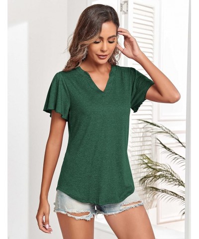 Women's V-Neck Polo Shirts Curved Hem Short Sleeve Blouses Summer Going Out Tops for Women 2023 Green $6.62 T-Shirts