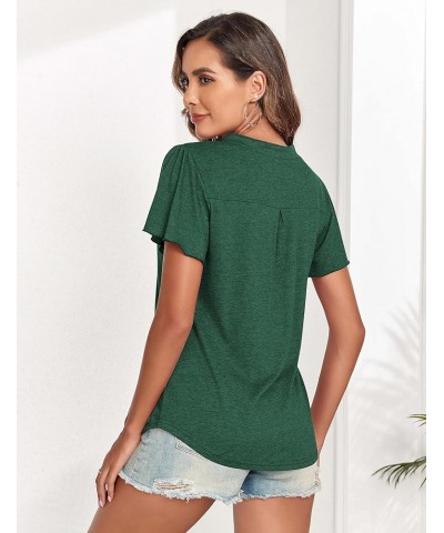 Women's V-Neck Polo Shirts Curved Hem Short Sleeve Blouses Summer Going Out Tops for Women 2023 Green $6.62 T-Shirts