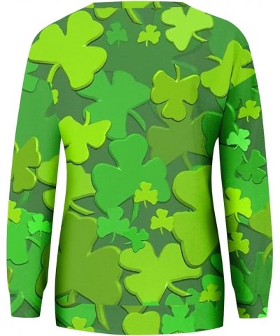 St Patricks Day Shirt Crew Neck Sweatshirts Women’s Shamrock Long Sleeve Shirt Tunic Pullover Clover Loose Sweatshirt 04-gree...