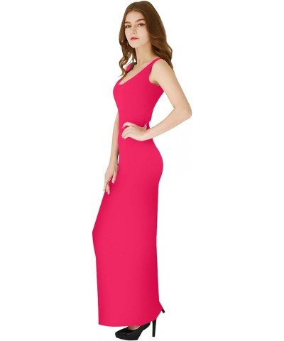 Womens Summer Sleeveless Maxi Dress Sexy Tank Sundress Solid Color Club Dresses Watermelon $13.99 Dresses