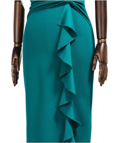 Women's 50s Vintage Ruffle Peplum Cocktail Pencil Knee Dress Acid Blue $20.24 Dresses