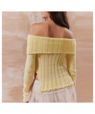 Women's Off Shoulder Lace Trim Sweater Y2k Kawaii Long Sleeve Ruffle Cable Knit Shirt Pullover Sweatshirt Sweaters Tops Fairy...