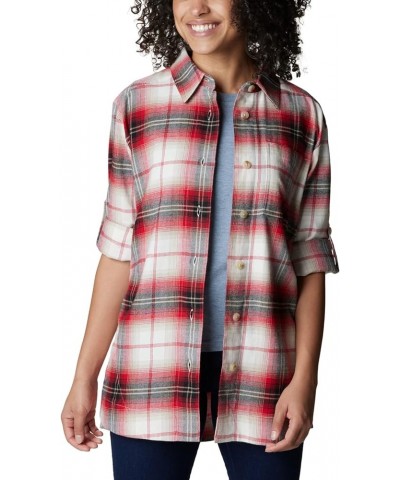 Women's Holly Hideaway Flannel Shirt Chalk Ombre Tartan $21.00 Blouses