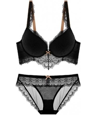 Lace Bralette Mastectomy Bras Sexy Bra Deep V-Neck Lace Lingerie Bra Set Black $18.63 Lingerie