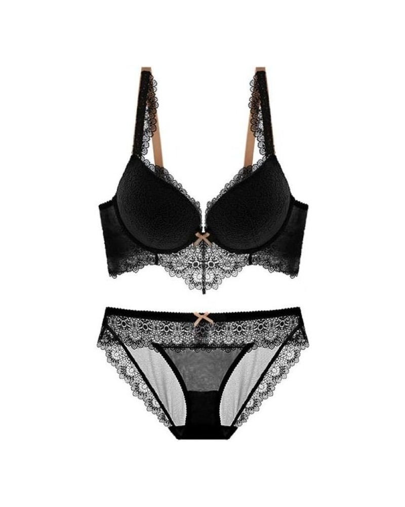 Lace Bralette Mastectomy Bras Sexy Bra Deep V-Neck Lace Lingerie Bra Set Black $18.63 Lingerie