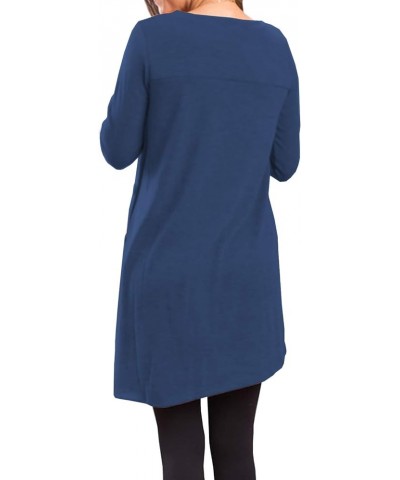 Fall Dresses for Women 2022 Sweater Dress Long Sleeve Button Side Pullover Fall Dress Knit Dresses Deep Blue $14.83 Dresses