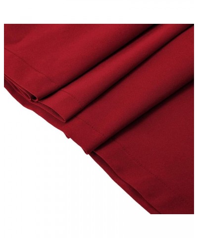 Women A-Line Pleated Skirts Bandage Elastic Waist Skirts Solid Color Flowy Knee Length Skirt Business Skirts T1-red $6.41 Skirts