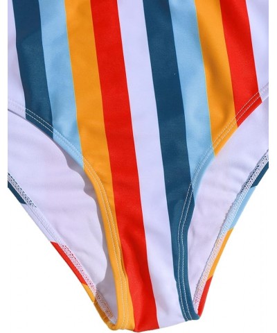 Women's Two Pieces Swimsuit Solid Color Tie Side Top High Waisted Bikini Set Stripe Multicolor $20.90 Swimsuits