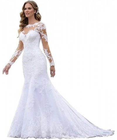 Wedding Dresses for Bride 2024 Floral Beaded Mermaid Bridal Evening Party Gowns E-ivory $51.75 Dresses