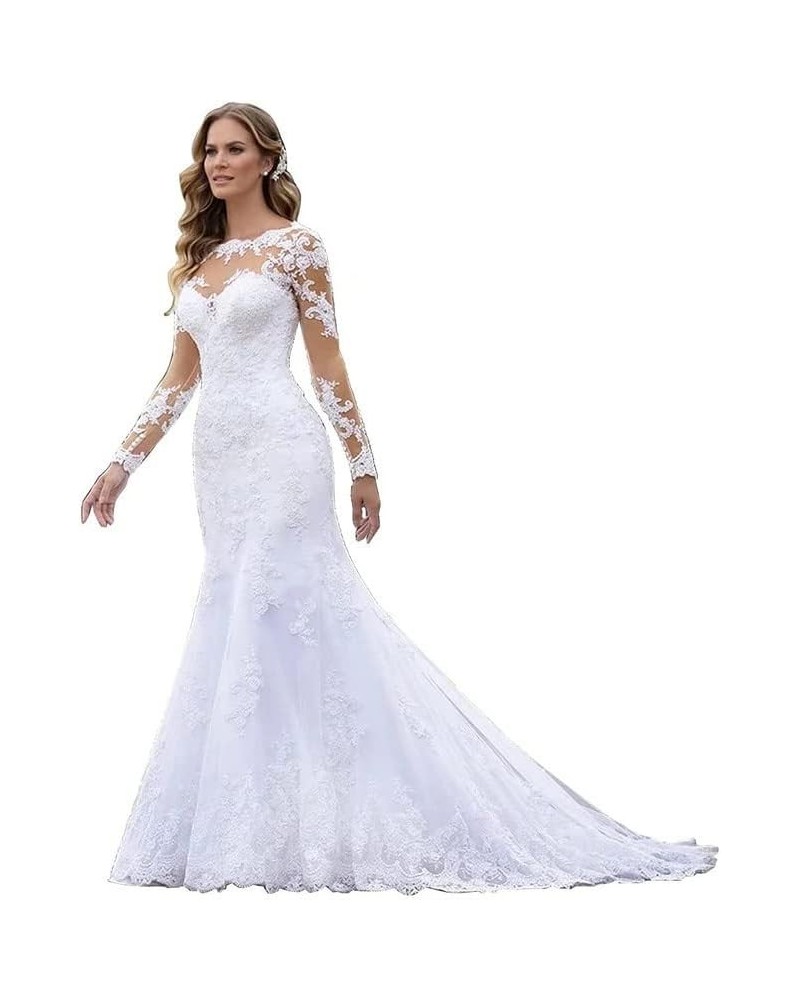 Wedding Dresses for Bride 2024 Floral Beaded Mermaid Bridal Evening Party Gowns E-ivory $51.75 Dresses