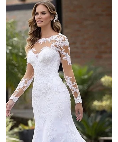 Wedding Dresses for Bride 2024 Floral Beaded Mermaid Bridal Evening Party Gowns E-ivory $51.75 Dresses