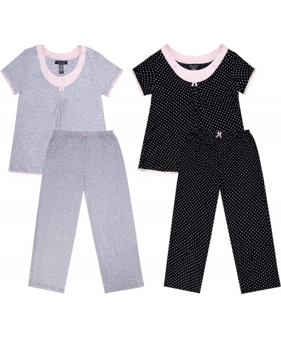 Women's 2 Pack Short Sleeve Top and Capri Pant Pajama Sleep Loungewear Set - Value Pack Dots $26.00 Sleep & Lounge