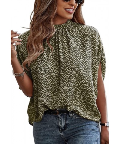 Womens Tops, Short Sleeve Casual Summer Top Solid Color Self Tie Loose Fit Drape Tunic Blouses Shirts 2323green $13.54 Tops