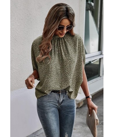 Womens Tops, Short Sleeve Casual Summer Top Solid Color Self Tie Loose Fit Drape Tunic Blouses Shirts 2323green $13.54 Tops