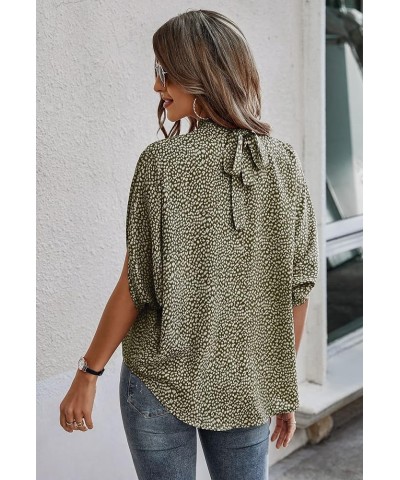 Womens Tops, Short Sleeve Casual Summer Top Solid Color Self Tie Loose Fit Drape Tunic Blouses Shirts 2323green $13.54 Tops