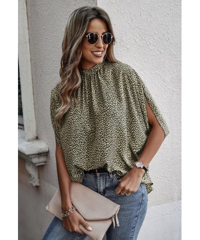 Womens Tops, Short Sleeve Casual Summer Top Solid Color Self Tie Loose Fit Drape Tunic Blouses Shirts 2323green $13.54 Tops