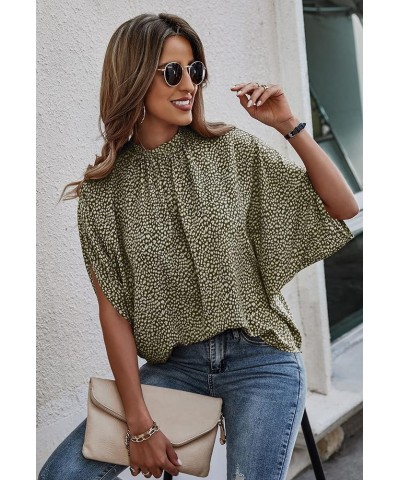 Womens Tops, Short Sleeve Casual Summer Top Solid Color Self Tie Loose Fit Drape Tunic Blouses Shirts 2323green $13.54 Tops