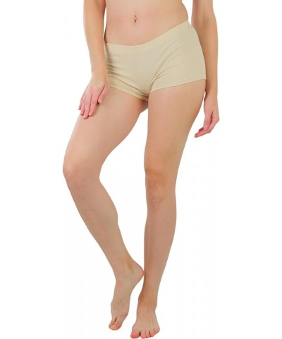 Women's Wide Waistband Rollover Yoga Shorts Classic - Nude $10.23 Activewear