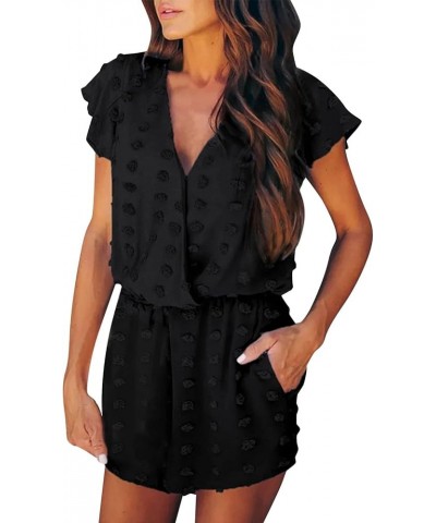 Women's Summer Casual Rompers Sleeveless Loose Outfits Spaghetti Strap Rompers Sleeveless Shorts Jumpsuits Women Black-4 $6.2...