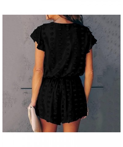 Women's Summer Casual Rompers Sleeveless Loose Outfits Spaghetti Strap Rompers Sleeveless Shorts Jumpsuits Women Black-4 $6.2...