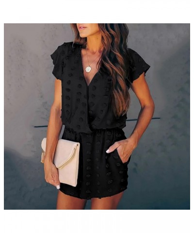 Women's Summer Casual Rompers Sleeveless Loose Outfits Spaghetti Strap Rompers Sleeveless Shorts Jumpsuits Women Black-4 $6.2...