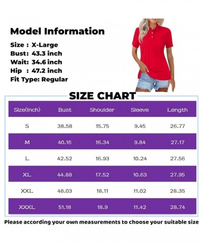 Women's Lapel Collar Shirt Short Sleeve V Neck T Shirts Buttons Summer Blouses Business Casual 2024 Vintage Clothes 032- Pink...