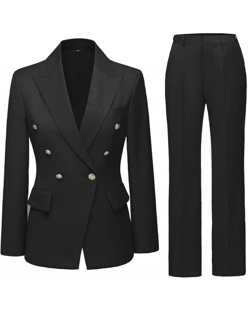 Work Pants Suit for Women 2 Piece Suits Set Business Office Blazer Jacket Long Sleeve Pant Suit Set Black $23.99 Suits