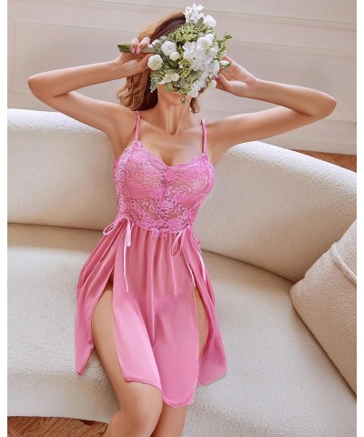 Women Lace Lingerie Babydoll Dress Strap Chemise Sleepwear Sexy Nighty S-XXL 0-pink $12.46 Lingerie