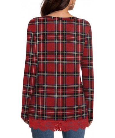 Women's Fall Long Sleeve Crewneck Tunic Tops Casual Sweatshirt for Leggings Crewneck-red Plaid $10.99 Hoodies & Sweatshirts