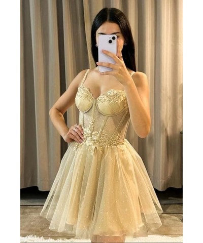 Sparkly Tulle Homecoming Dresses for Teens 2023 Short Sweetheart 3D Flowers Prom Party Gowns Pink $38.60 Dresses