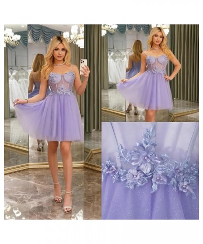 Sparkly Tulle Homecoming Dresses for Teens 2023 Short Sweetheart 3D Flowers Prom Party Gowns Pink $38.60 Dresses