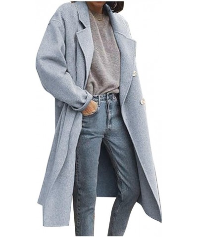 Women's Winter Coats 2023 Trendy Coats Warm Breasted Plus Size Coats Trench Woolen Jackets Lapel Overcoat 1-blue $21.80 Coats