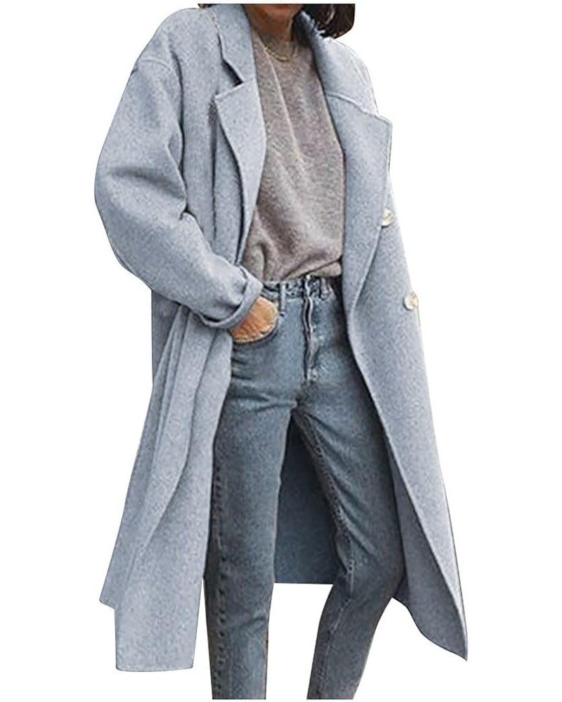 Women's Winter Coats 2023 Trendy Coats Warm Breasted Plus Size Coats Trench Woolen Jackets Lapel Overcoat 1-blue $21.80 Coats