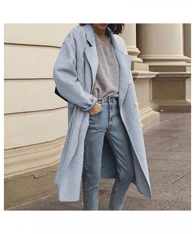 Women's Winter Coats 2023 Trendy Coats Warm Breasted Plus Size Coats Trench Woolen Jackets Lapel Overcoat 1-blue $21.80 Coats