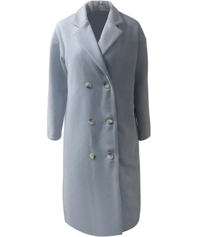 Women's Winter Coats 2023 Trendy Coats Warm Breasted Plus Size Coats Trench Woolen Jackets Lapel Overcoat 1-blue $21.80 Coats