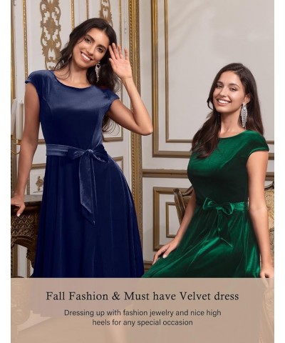 Women's Velvet Formal Dress, 2024 Modest Cocktail Party Dresses Velvet_navy $12.00 Dresses