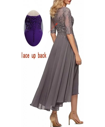 Lace Mother of The Bride Dresses Tea Length Half Sleeve Appliques A Line Chiffon Formal Evening Gown Sage $45.89 Dresses