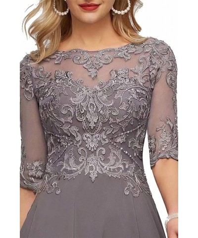 Lace Mother of The Bride Dresses Tea Length Half Sleeve Appliques A Line Chiffon Formal Evening Gown Sage $45.89 Dresses