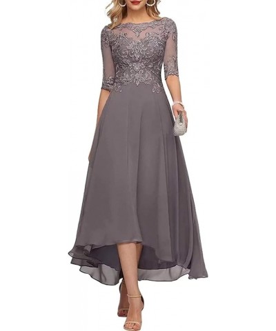 Lace Mother of The Bride Dresses Tea Length Half Sleeve Appliques A Line Chiffon Formal Evening Gown Sage $45.89 Dresses