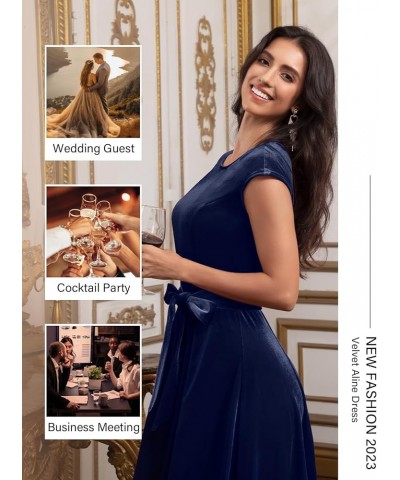 Women's Velvet Formal Dress, 2024 Modest Cocktail Party Dresses Velvet_navy $12.00 Dresses