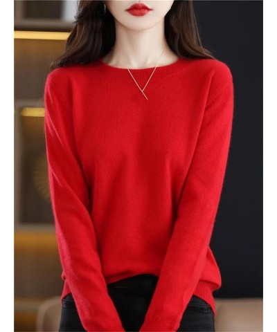 Women 100% Merino Wool Knitted Sweater Autumn Winter O-Neck Long Sleeve Cashmere Pullover Jumper Tops En8 $21.45 Sweaters