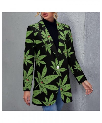 Pot Leaves Weed Womens Casual Jacket Long Sleeve Work Office Suit Jackets Outwear Tops Style $24.32 Blazers