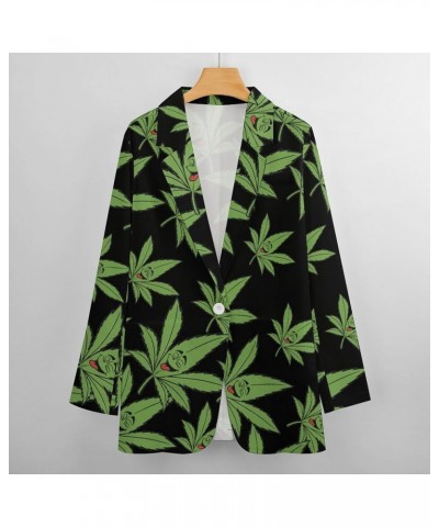 Pot Leaves Weed Womens Casual Jacket Long Sleeve Work Office Suit Jackets Outwear Tops Style $24.32 Blazers